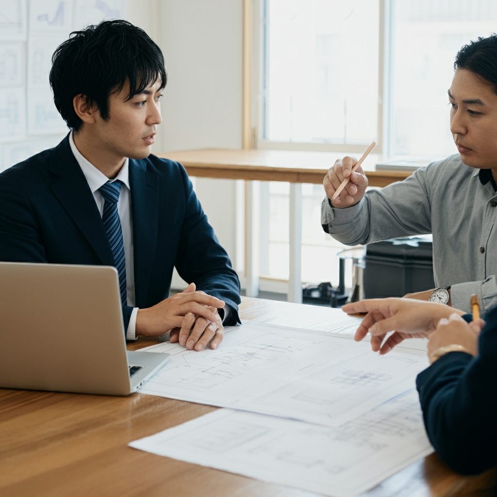 会議で意見を交わすビジネスマンたち