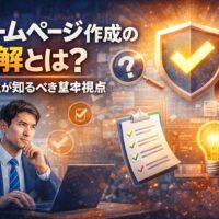 ホームページ作成の正解が分からず、事業の方向性を考える事業主を表したイメージ画像