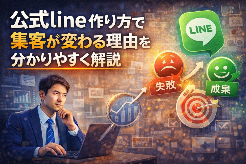 公式lineの作り方によって集客成果が変わることを考える事業主の様子を表したイメージ画像
