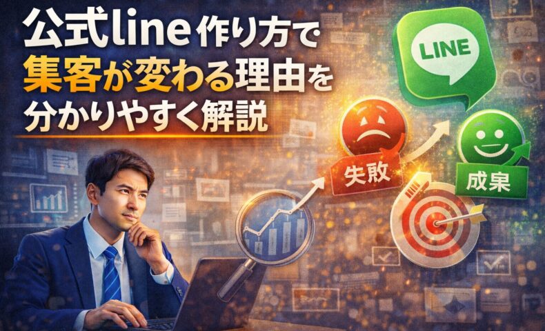 公式lineの作り方によって集客成果が変わることを考える事業主の様子を表したイメージ画像