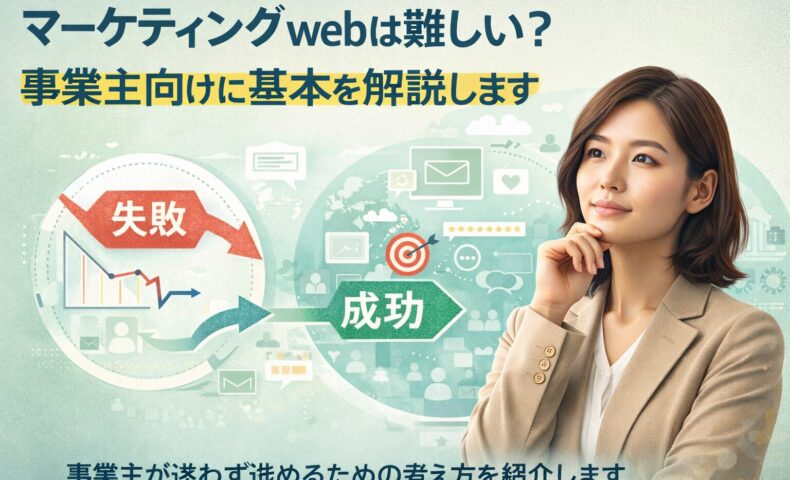 マーケティングwebに悩む事業主が失敗から成功へ進む考え方を解説するイメージ画像