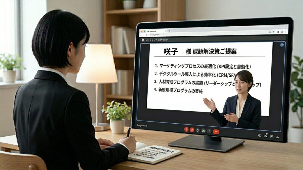 課題整理をもとに解決策を一緒に考える流れのイメージ